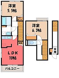 パルタージュ 2LDKの間取図画像