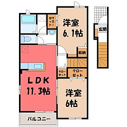 プロムナードA 2LDKの間取図画像