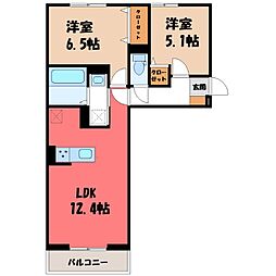 高崎市飯塚町アパート 2LDKの間取図画像