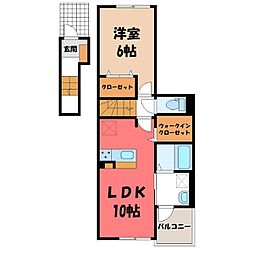 クラール島野B 1LDKの間取図画像