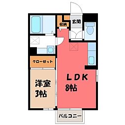 リヴェールマリーズB 1LDKの間取図画像