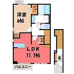ラ・ストラーダA 1LDKの間取図画像
