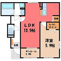 カハラ・A 1LDKの間取図画像