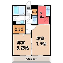 サンライトレジデンス駒形 2Kの間取図画像