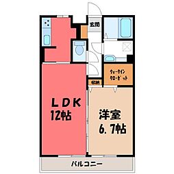 カーサ・プリメーラ 1LDKの間取図画像