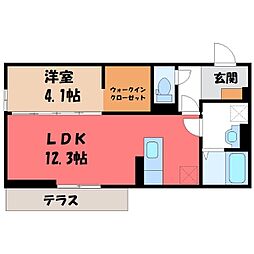 クロッシア住吉町 1LDKの間取図画像