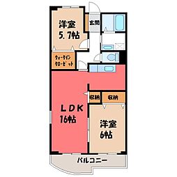 カレント 2LDKの間取図画像