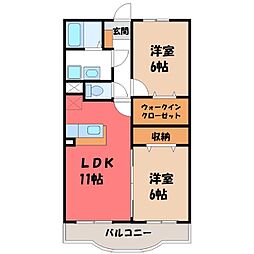 ゴールドグレイス1 2LDKの間取図画像