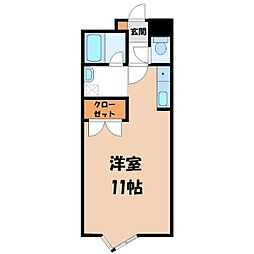 キュウブEX三俣 ワンルームの間取図画像
