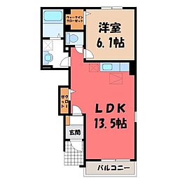 アンジュ・プレッソC 1LDKの間取図画像