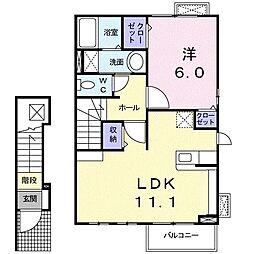 グランデヒル6 1LDKの間取図画像