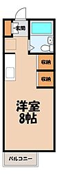 オゼットワールB ワンルームの間取図画像