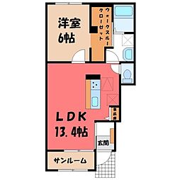 ラ・ティーダヒルズWest 1LDKの間取図画像