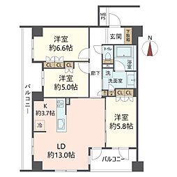 ライオンズ京都小川御所 3LDKの間取図画像