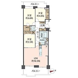 パーク・ハイム宝ケ池銀杏館 3SLDKの間取図画像