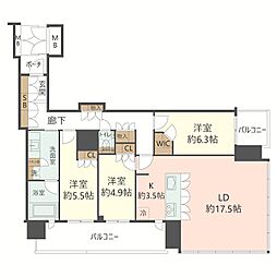 MJR堺筋本町タワー 3LDKの間取図画像
