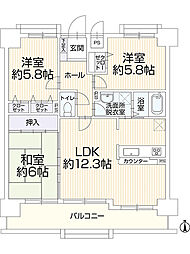 ロイヤルマンション緑丘 3LDKの間取図画像