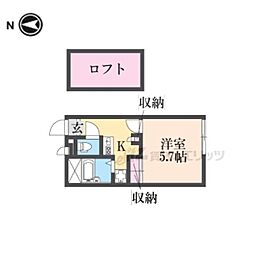 レオパレスカリヨ尼崎 1Kの間取図画像