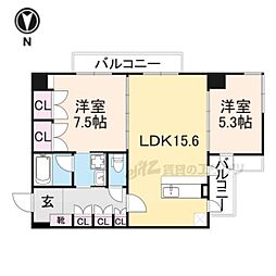 グリーンコートARAMAKI 2LDKの間取図画像