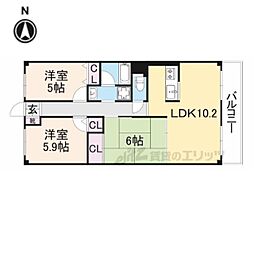 サンパティーク昆陽 3LDKの間取図画像