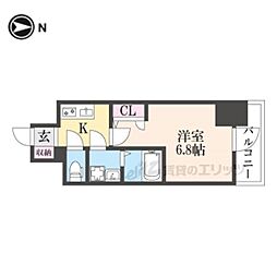 阪神本線 出屋敷駅 徒歩10分の賃貸マンション 10階1Kの間取り