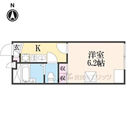 レオパレスエステート 2階1Kの間取り