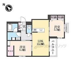 おおさか東線 放出駅 徒歩10分の賃貸マンション 1階2LDKの間取り