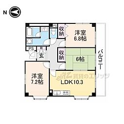 ドルミM宝塚 3LDKの間取図画像