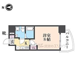 TLRレジデンス高井田 5階1Kの間取り