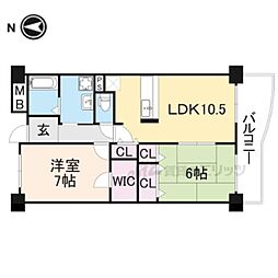 アップルロード 3階2LDKの間取り