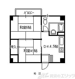 茨木グランドハイツ 2DKの間取図画像