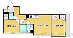 茨木市豊川4丁目アパート 2LDKの間取図画像