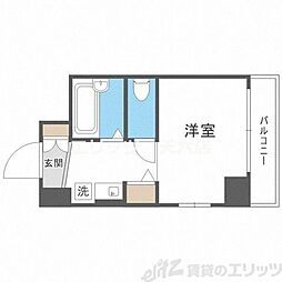 シャネル新大阪 1Kの間取図画像