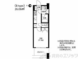 URBANEX高槻芥川 1Kの間取図画像
