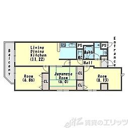 レスカーラ緑地公園 3LDKの間取図画像