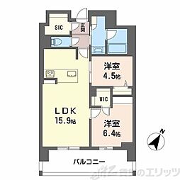 リビエナ グラン 新梅田 2LDKの間取図画像