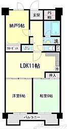 コボリマンション新大阪 2LDKの間取図画像
