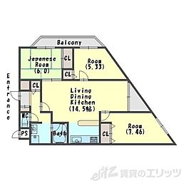 レスカーラ緑地公園 3LDKの間取図画像