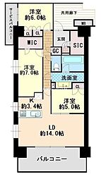 レ-ベン宇都宮GRANDIA 3LDKの間取図画像