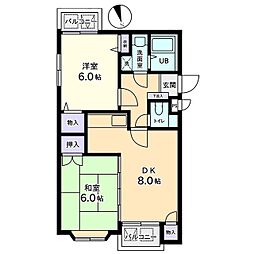 信開ラザール城南 2LDKの間取図画像