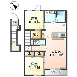 グランコリーヌ 2LDKの間取図画像