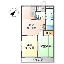 ジューエイハイツ 2DKの間取図画像