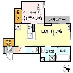 campanella江波二本松 1LDKの間取図画像