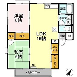 ロイヤルシャルム 2LDKの間取図画像