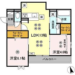 プラトーメゾン 2LDKの間取図画像