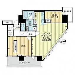 ザ・パークハウス広島タワー 2LDKの間取図画像
