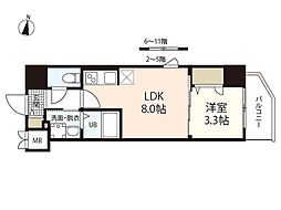 S-RESIDENCE広島駅diletto 11階1LDKの間取り
