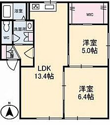 アブニール矢野東 2LDKの間取図画像