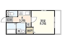 グランハイム宇品 1Kの間取図画像