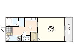 第2オーシャンハイツ 1Kの間取図画像